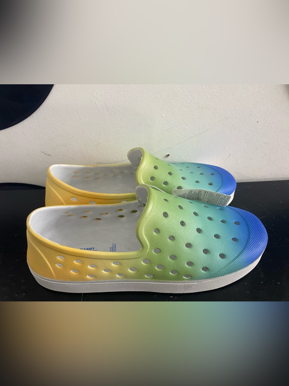 Old Navy Kids Gradient Slip-On Water Shoes in Yellow Green Blue